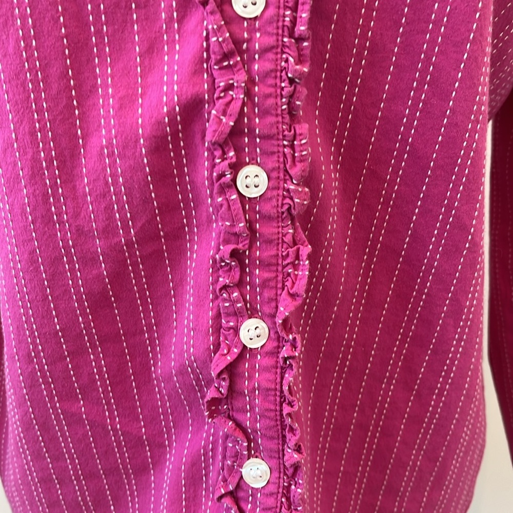 Lilly Pulitzer Women's Long Sleeve Button Front Ruffle Shirt Size 8 - Picture 3 of 6